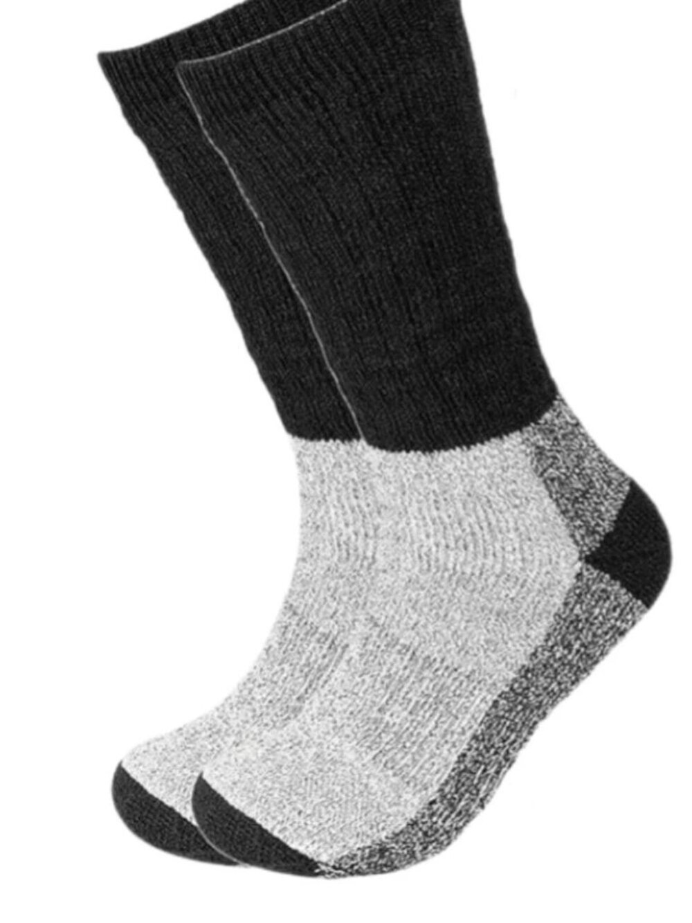New 2 Pair Below Zero Merino Wool Thermal Work Socks Black Grey Men's Size 9 -14